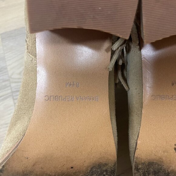Banana Republic Hello Sole Mate Suede Leather Zip Fringe Ankle Booties 8.5M - Picture 6 of 7